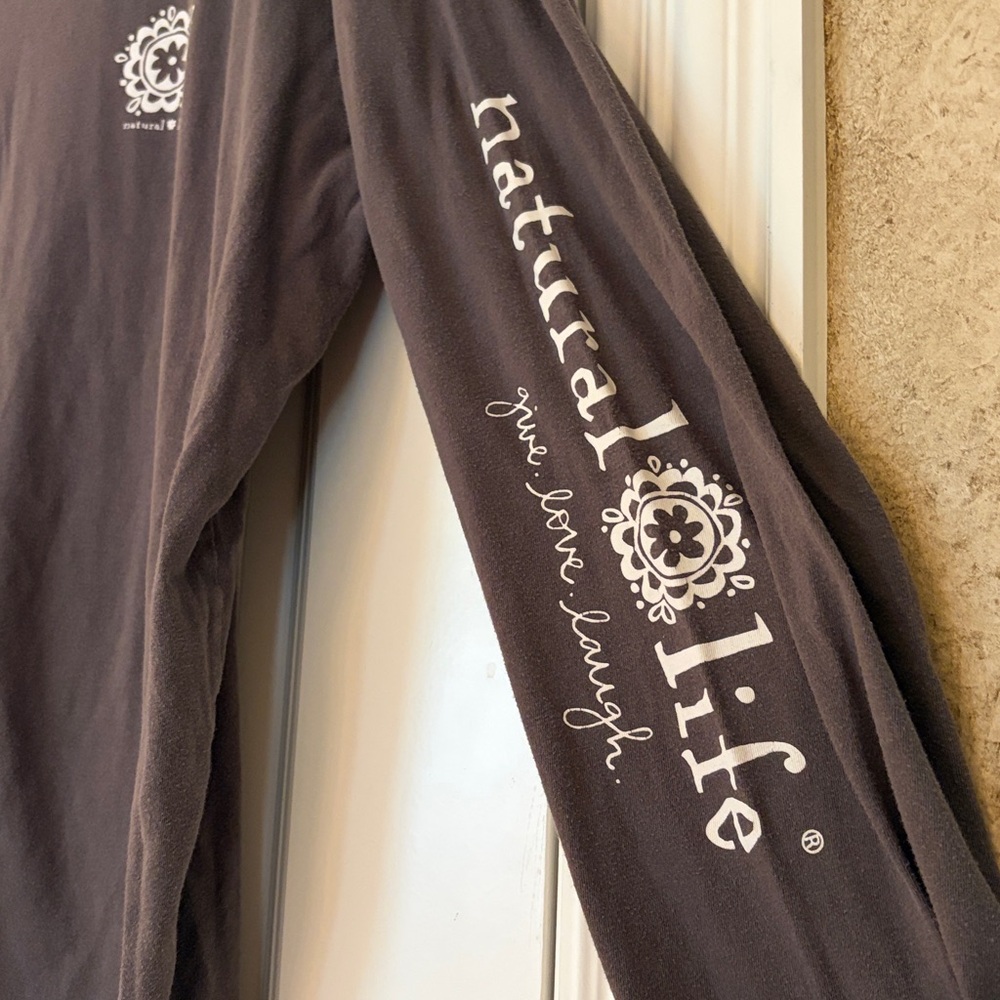 NATURAL LIFE Long Sleeve Woman’s Crew Neck Tee Shirt Be Happy Large - Picture 2 of 7